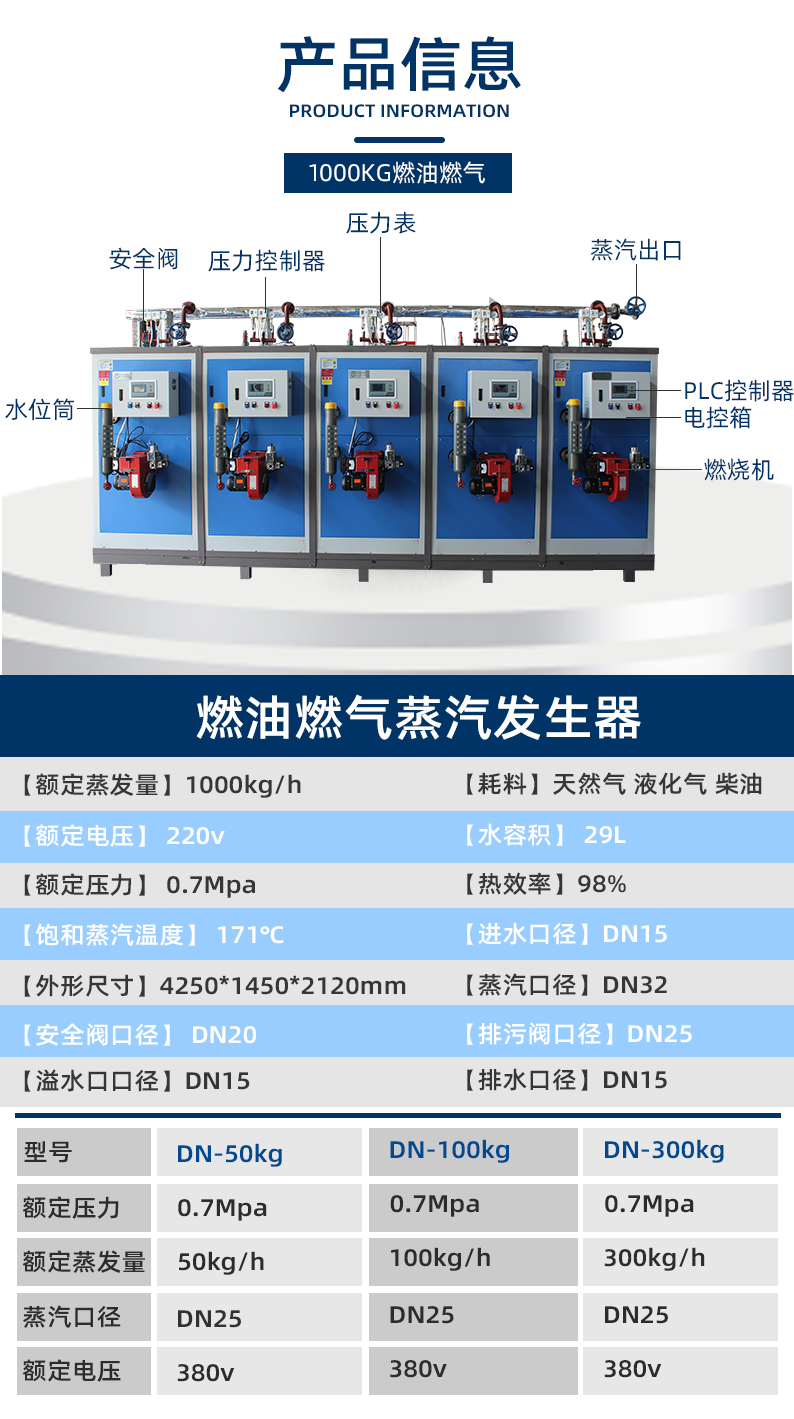 鑫达能1t蒸汽发生器设备参数